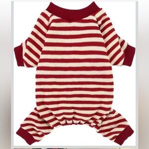 Fitwarm Red and White Striped Dog Pajamas L